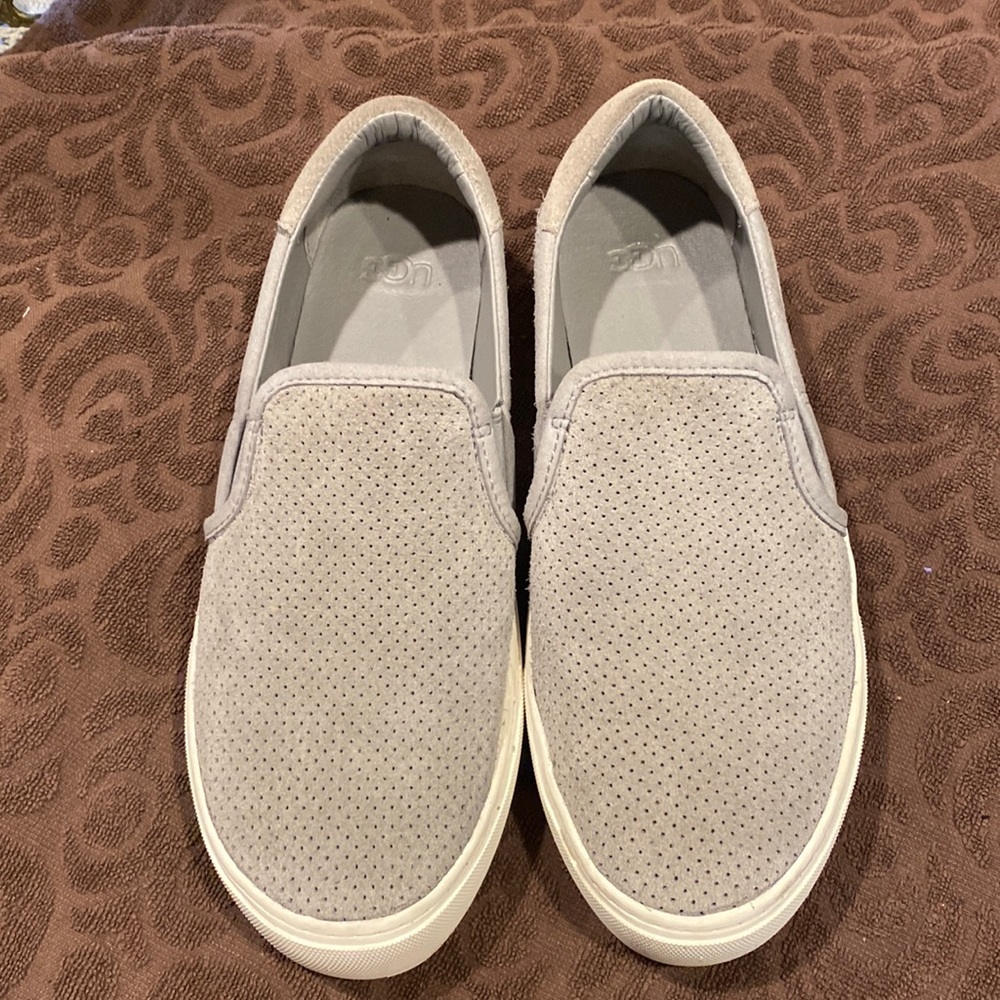 UGG Women's Slip-On Perforated Suede Sneakers in Light Gray